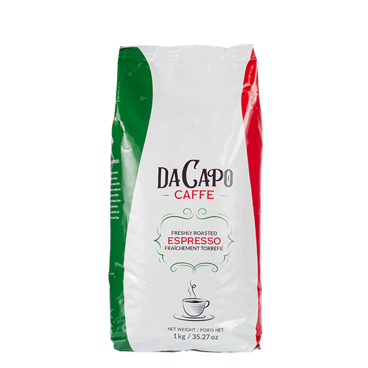 Da Capo Caffe Espresso Whole Beans, espresso beans, roasted espresso