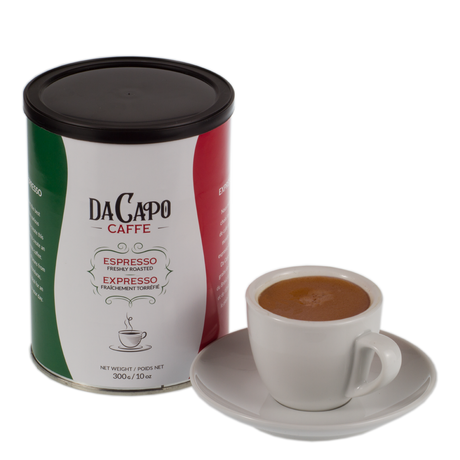 Da Capo Caffe Espresso Ground Coffee, ground espresso, roasted espresso