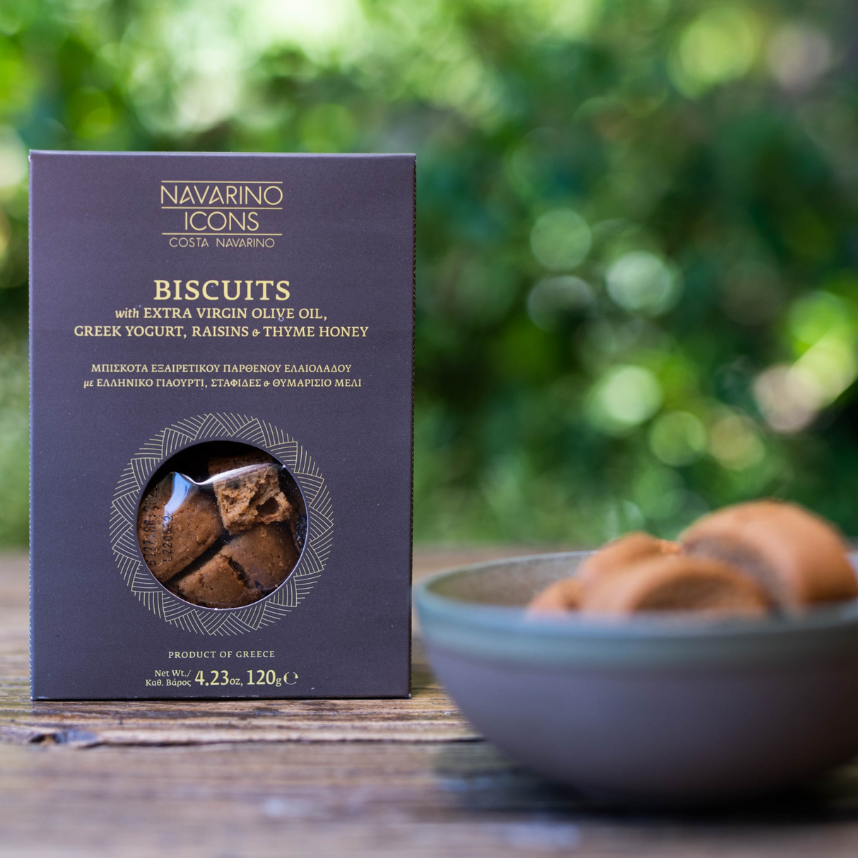 Navarino Icons Biscuits with Extra Virgin Olive Oil, Greek Yogurt, Raisins, and Thyme Honey
