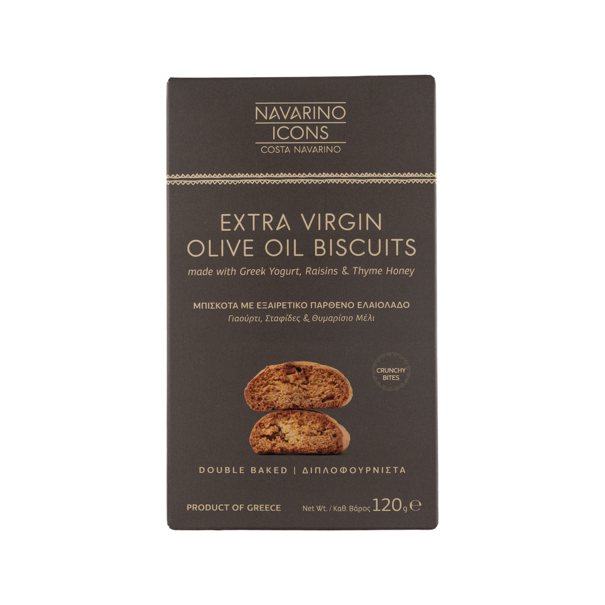 Biscuits Navarino Icons à l'huile d'olive extra vierge, yaourt grec, raisins secs et miel de thym